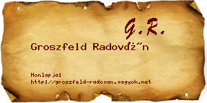 Groszfeld Radován névjegykártya